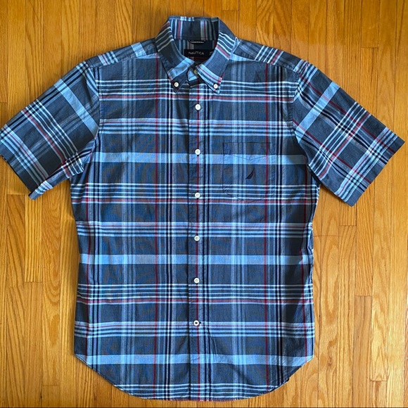 NAUTICA STRIPED BUTTON DOWN POLO SHIRT - Picture 3 of 3